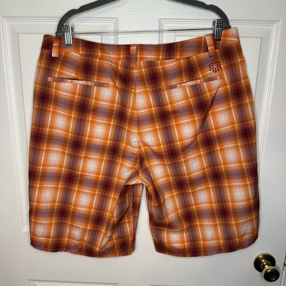 Puma Golf Vibrant Orange Plaid Checkered Shorts Size 38 GUC - Picture 3 of 8